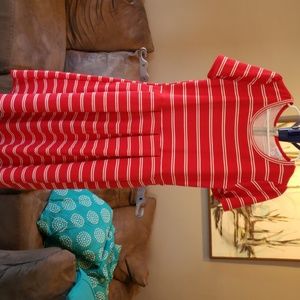 LuLaRoe NWOT Amelia Red and White striped dress